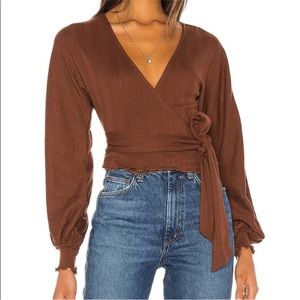 majorelle brown wrap knit top